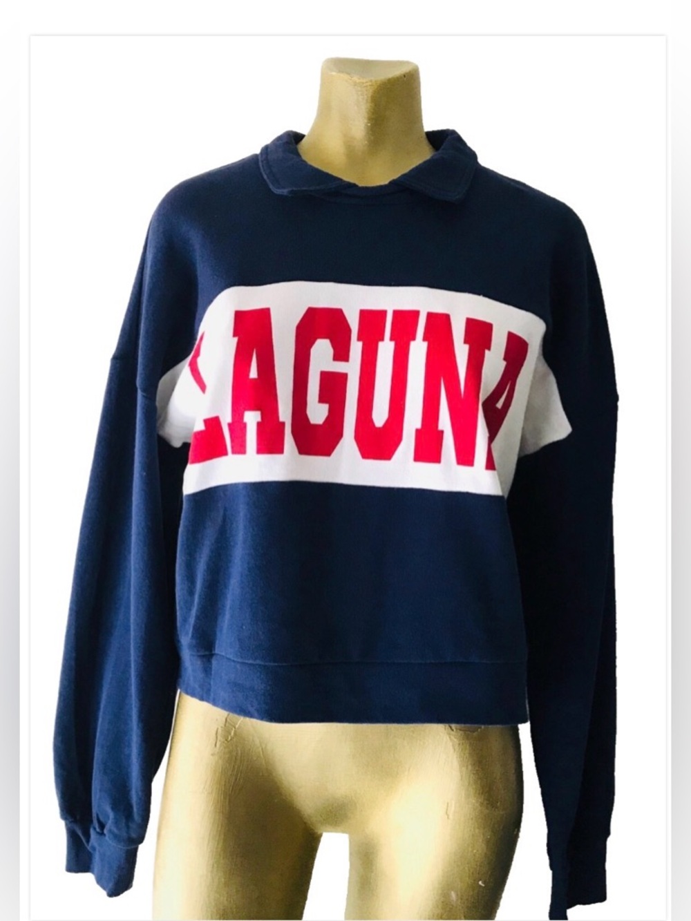 NWOT Wild Fable LAGUNA Collared Cropped SWEATSHIRT M